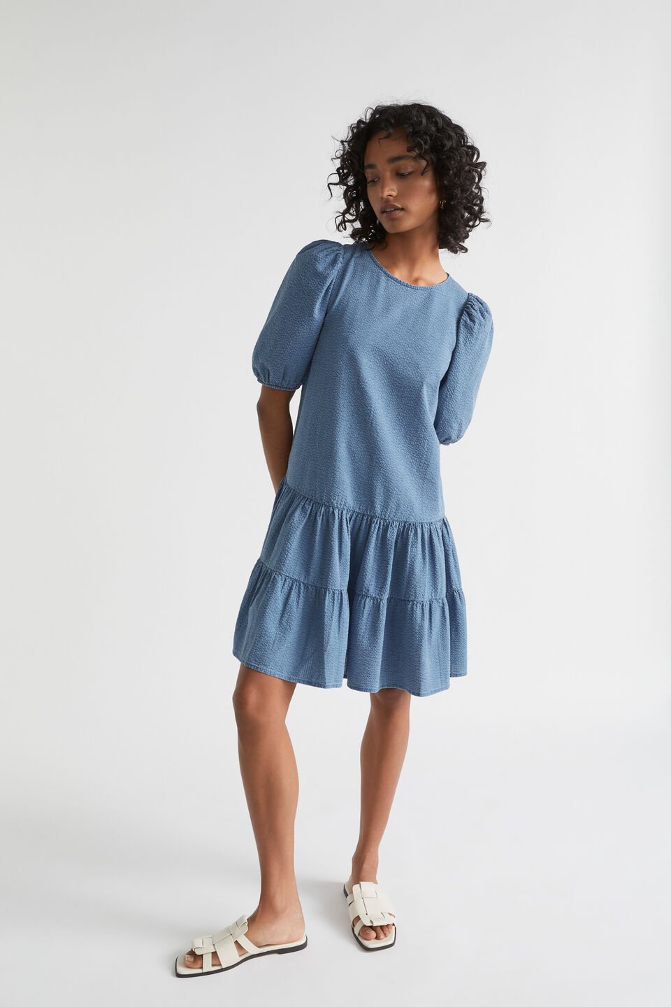 Seersucker Mini Dress  Capri Wash