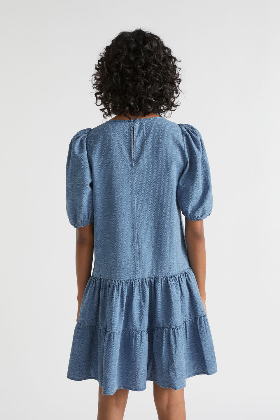 Seersucker Mini Dress  Capri Wash