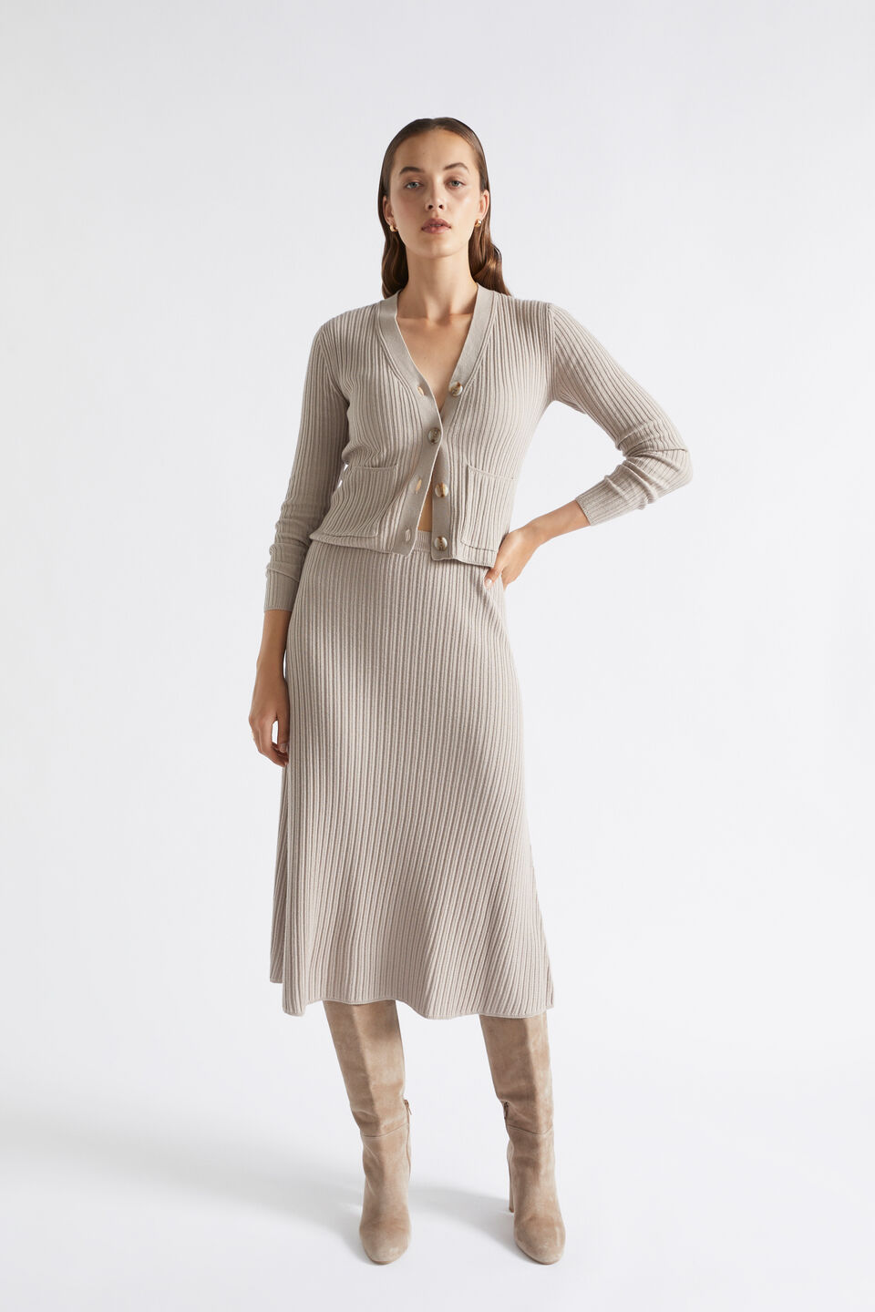 Relaxed Knit Skirt  Light Storm