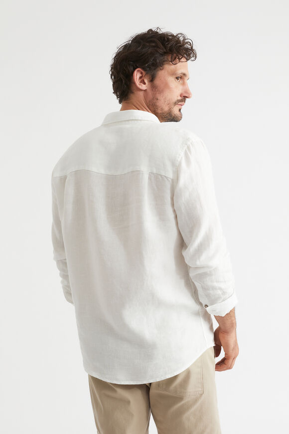 Mens Linen Shirt   Vintage White  hi-res