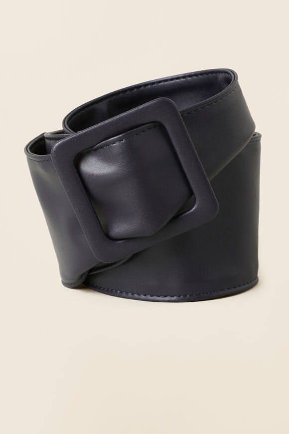 Renee Wide Leather Belt  Deep Navy  hi-res