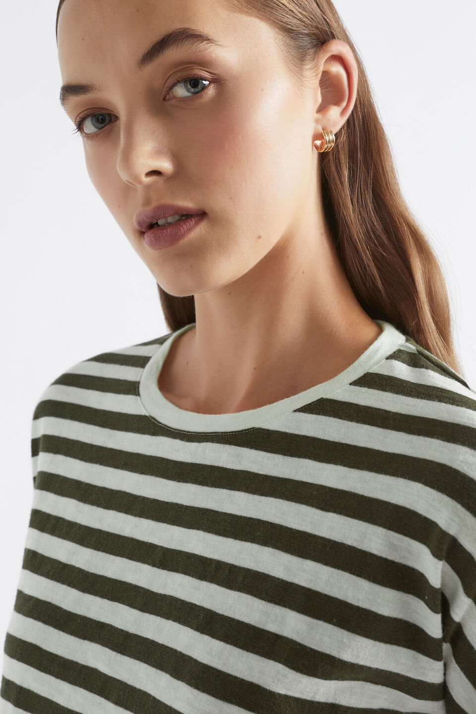 Long Sleeve Stripe Top  Dark Fern Stripe
