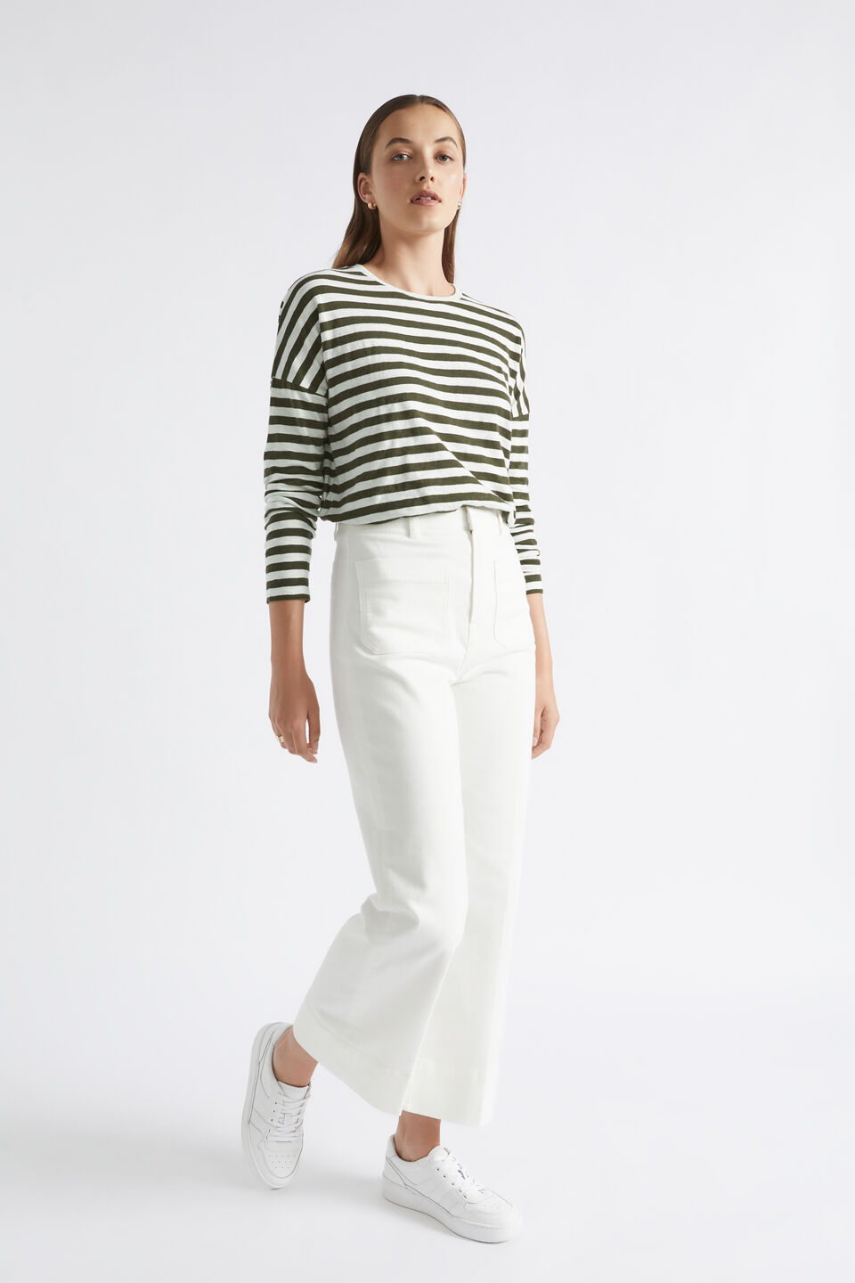 Long Sleeve Stripe Top  Dark Fern Stripe