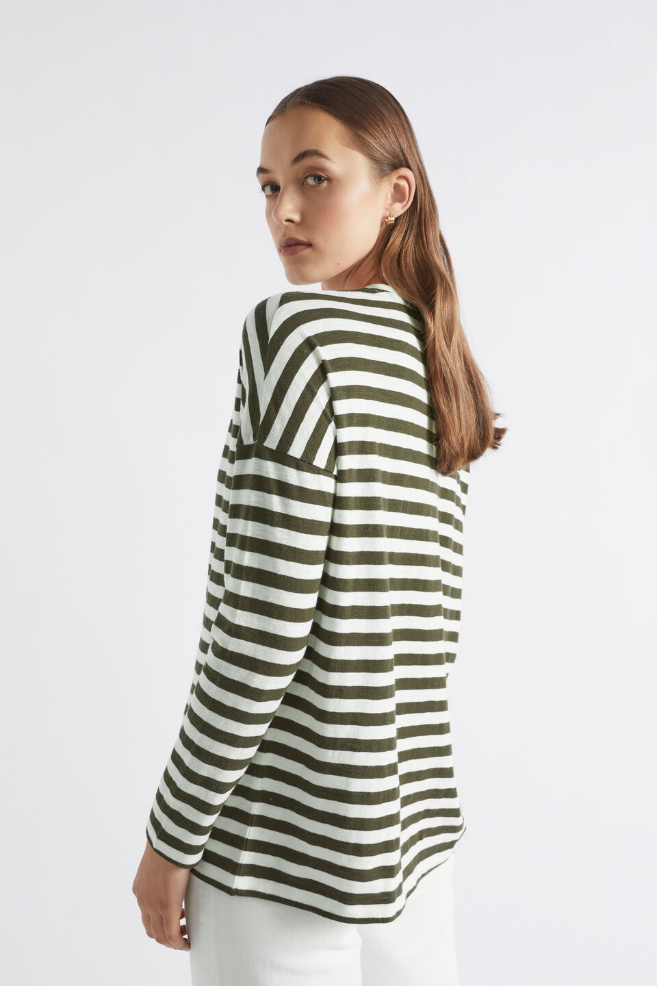 Long Sleeve Stripe Top  Dark Fern Stripe