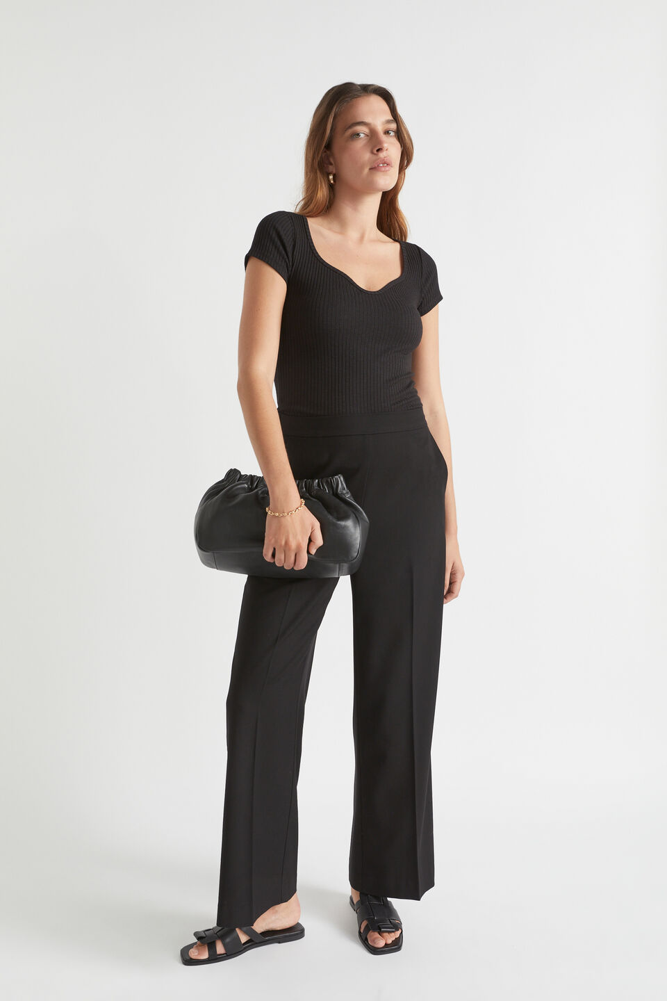 Ribbed Sweetheart Tee  Black
