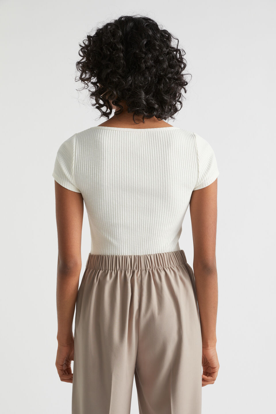 Ribbed Sweetheart Tee  Cloud Cream