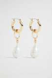 Pearl Link Hoop Earring  Gold  hi-res