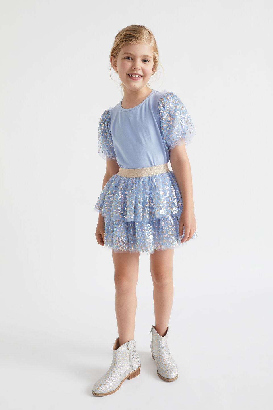 Sequin Tee  Powder Blue