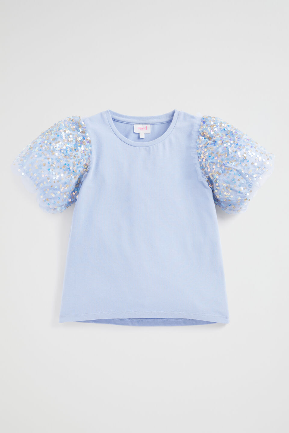 Sequin Tee  Powder Blue