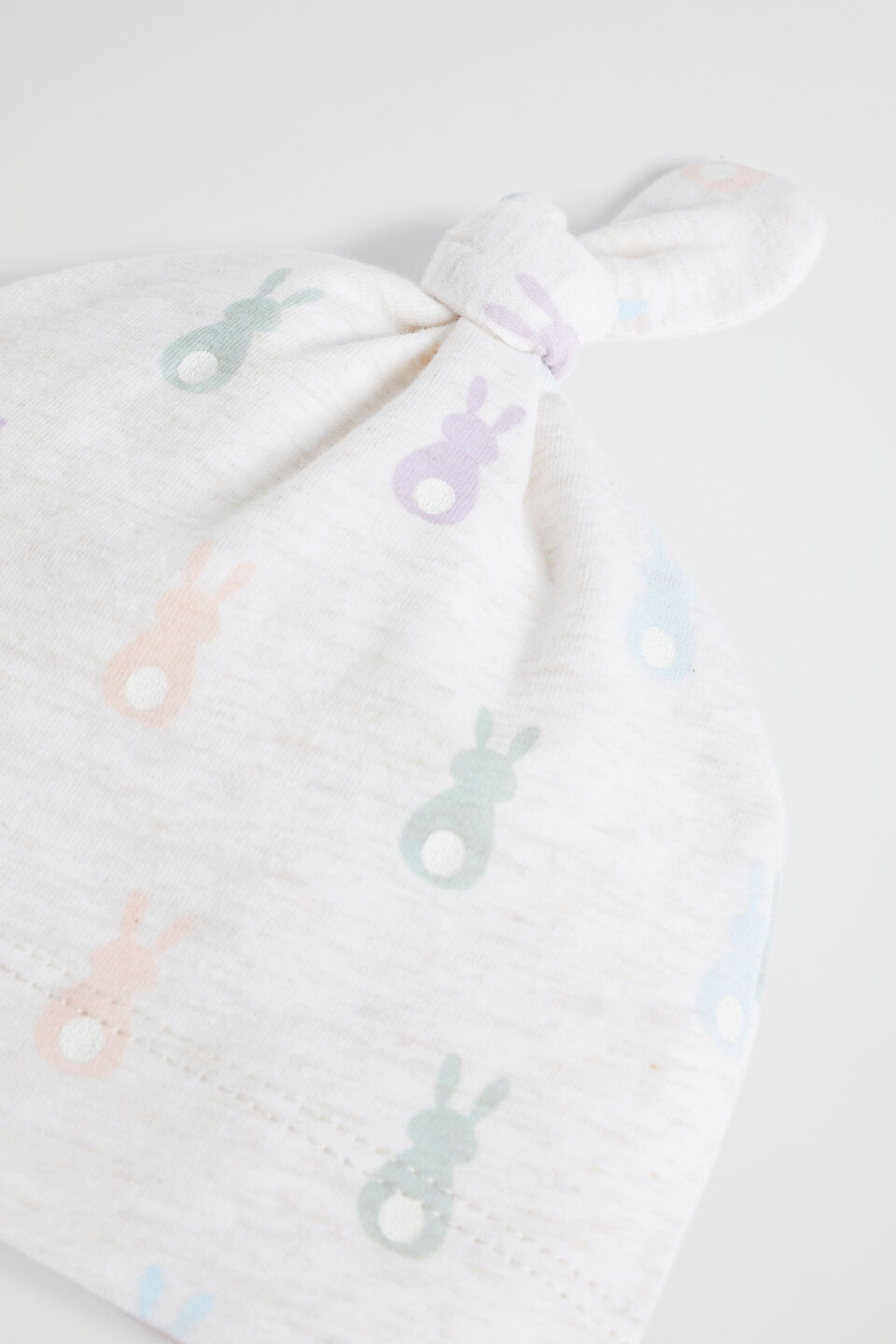 Bunny Tail Knot Hat  Snow Marle
