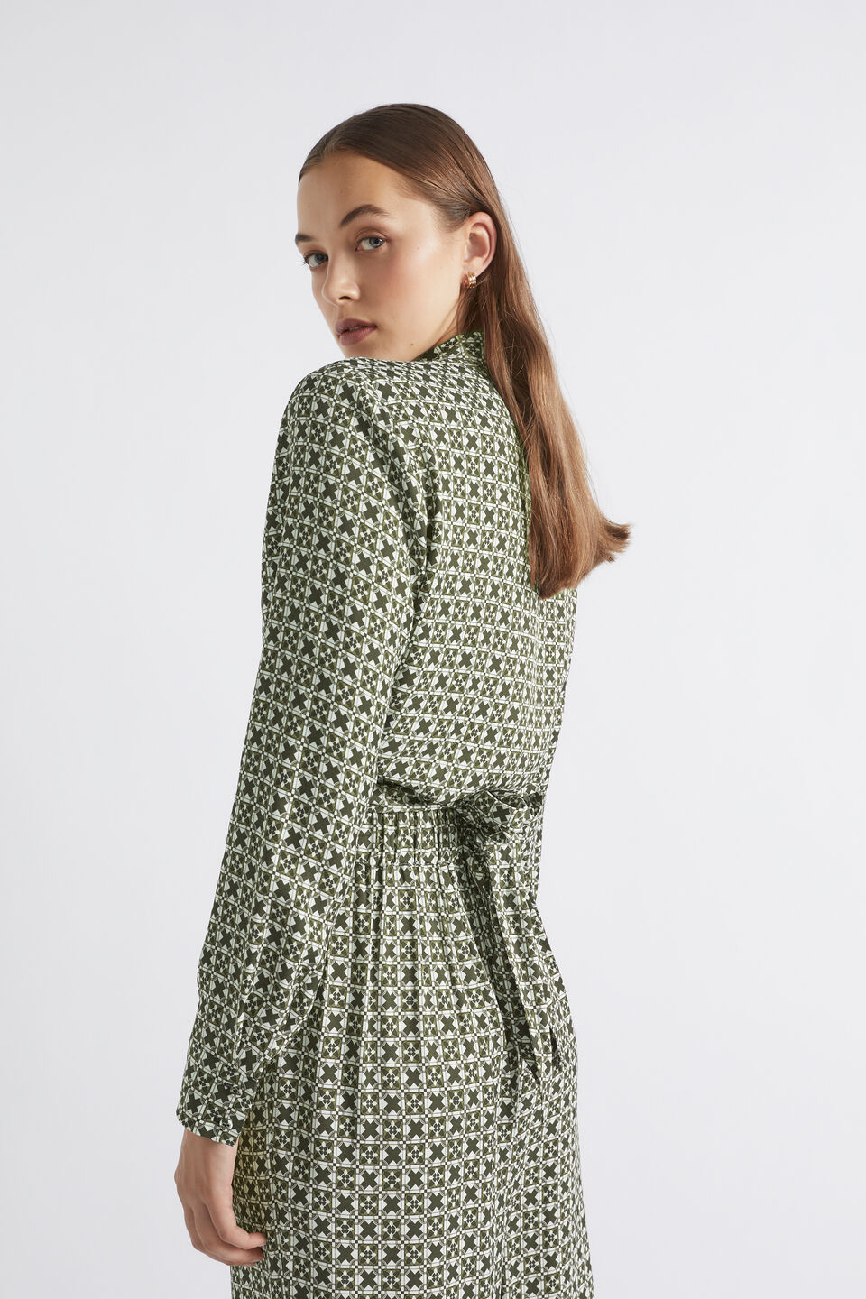 Mini Geo Wrap Shirt  Dark Fern Geo