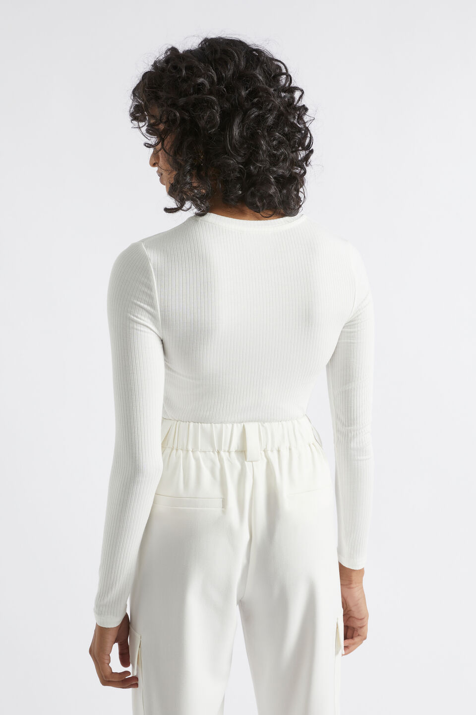 Core Rib Crew Neck Top  Cloud Cream