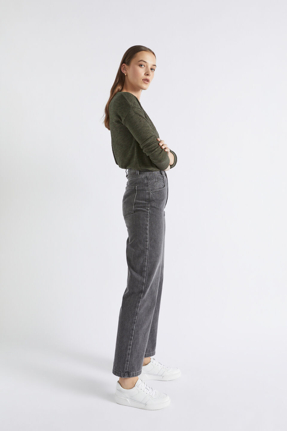 Supersoft Curve Hem Top  Dark Fern Marle