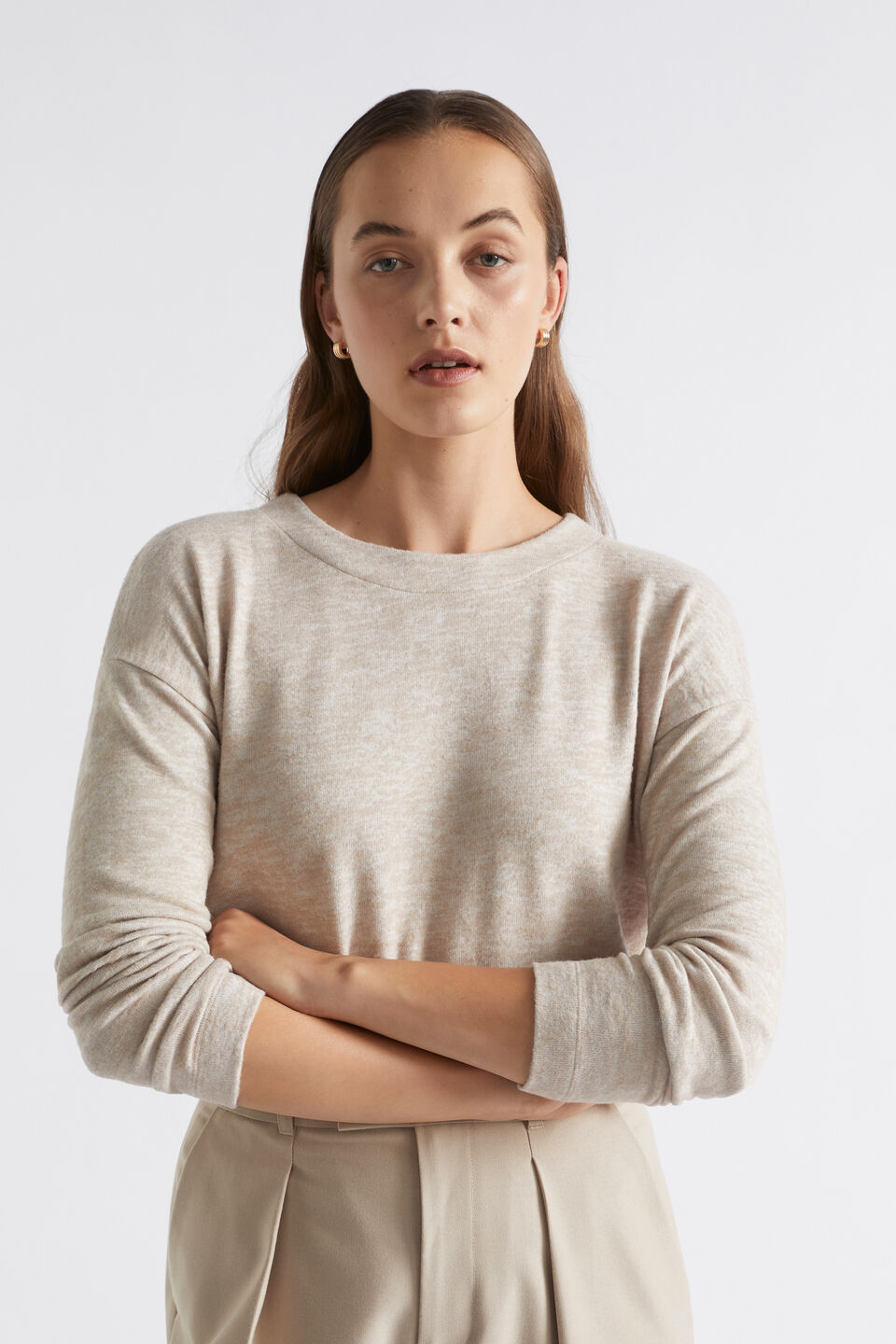 Supersoft Curve Hem Top  Light Storm Marle