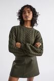Cotton Blend Cable Knit  Dark Fern Marle  hi-res