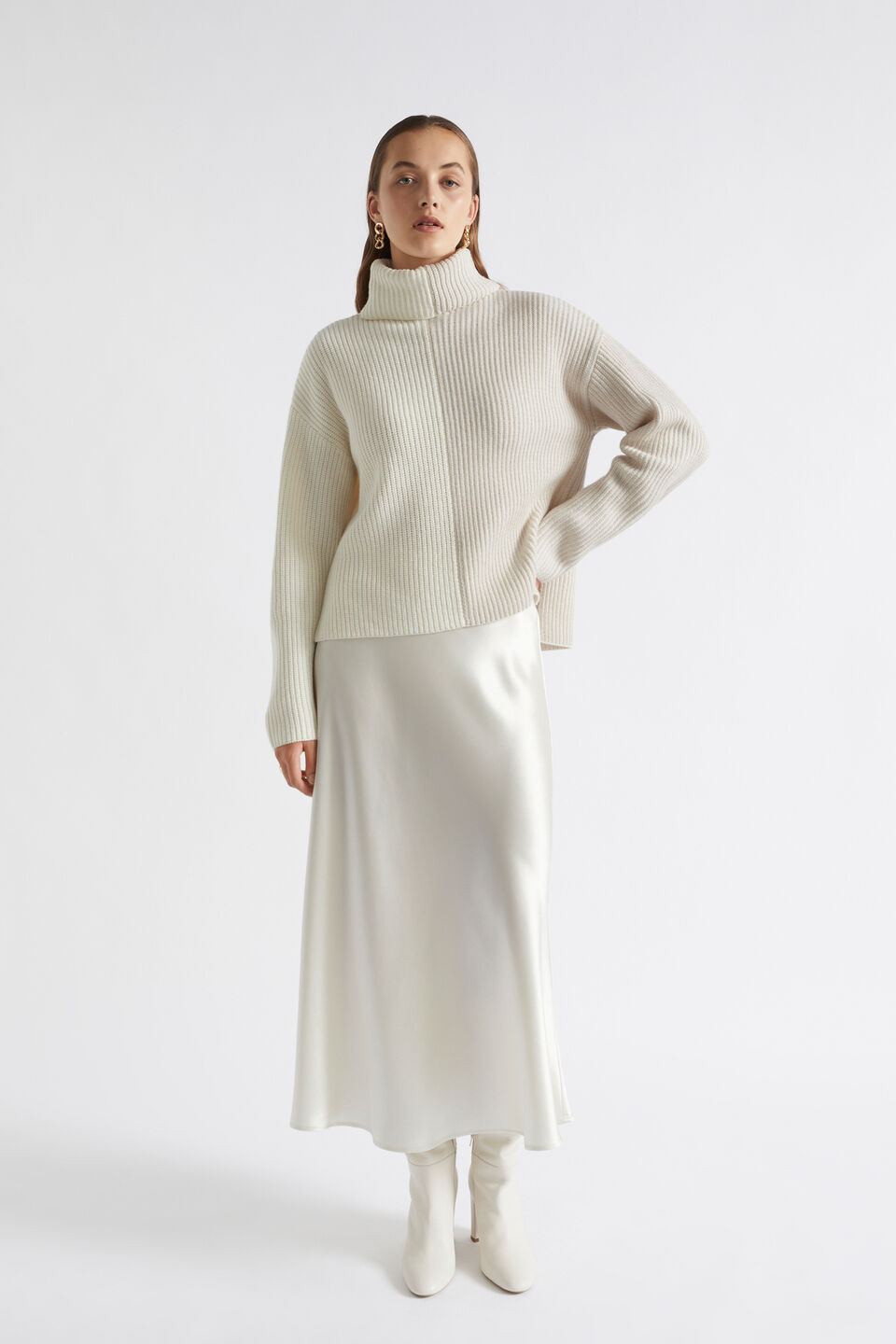 Two Tone Knit  Cloud Cream