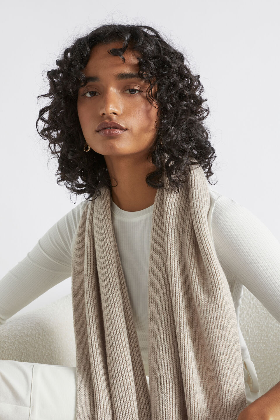 Rib Knit Scarf  Light Storm