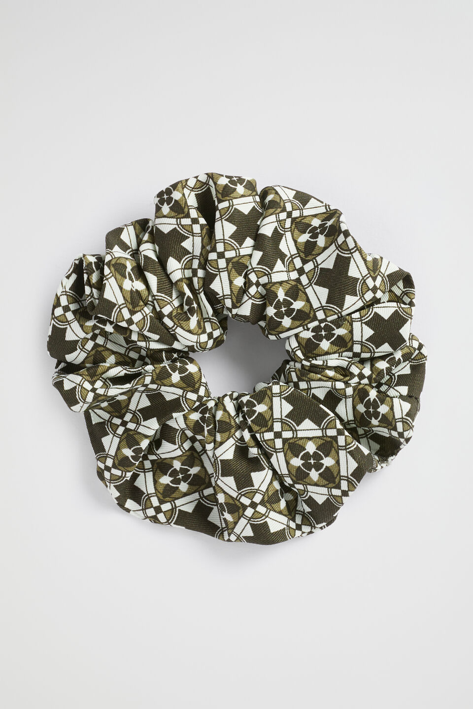 Mini Geo Scrunchie  Dark Fern Geo