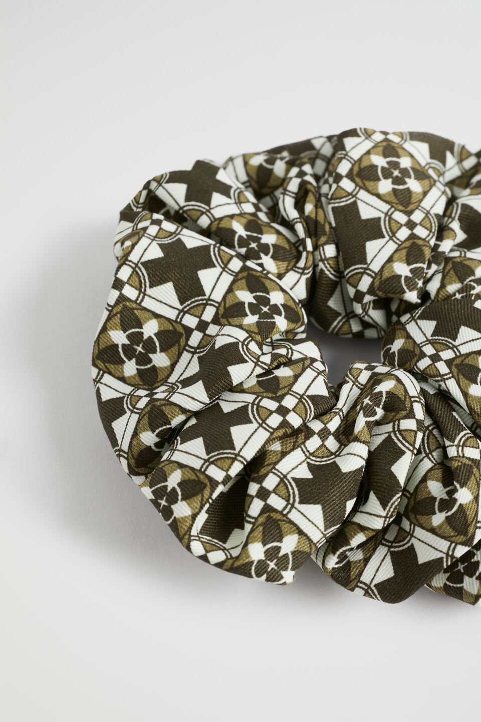 Mini Geo Scrunchie  Dark Fern Geo