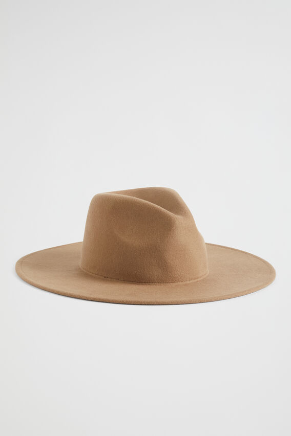 Wide Brim Wool Fedora  Deep Brass  hi-res