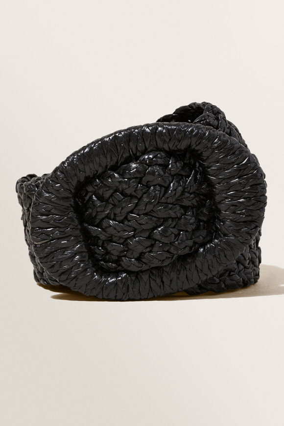 Cassie Raffia Waist Belt  Black  hi-res