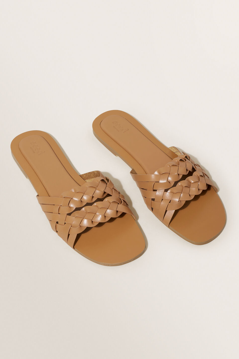 Margot Woven Slide  Tan