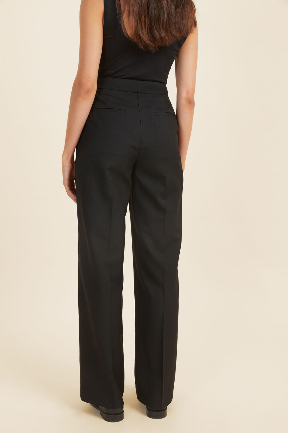 Wool Blend Wide Leg Pant   Black
