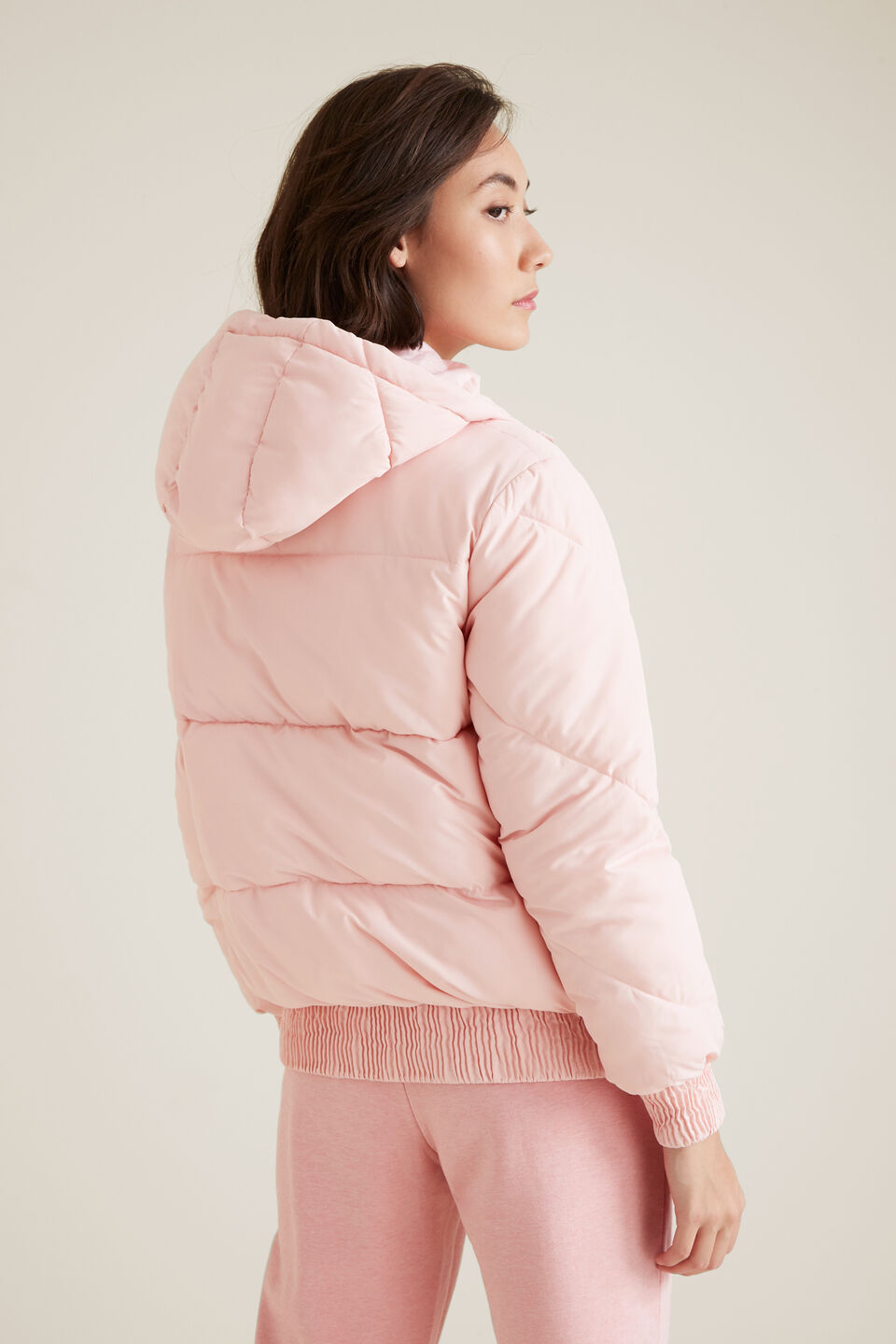 Hooded Puffer Jacket  Bubblegum Pink