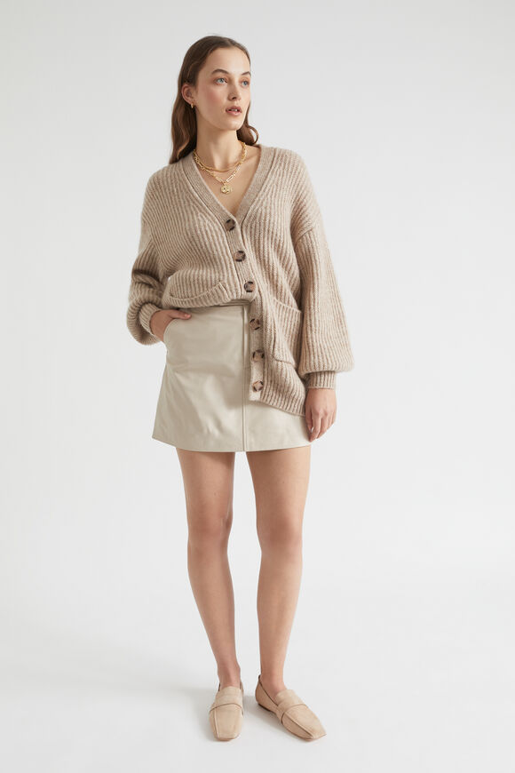 Leather A Line Mini Skirt  Soft Mink  hi-res