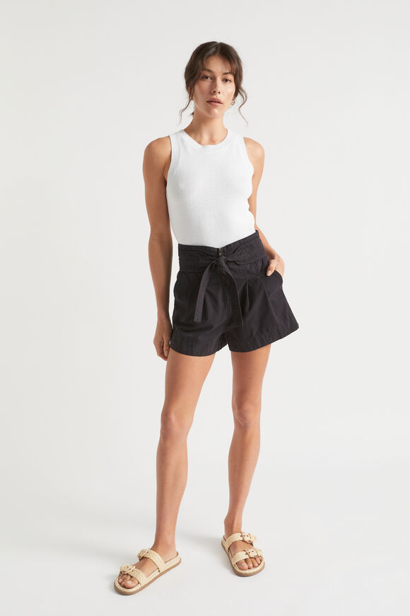 High Waist Tie Front Short  Deep Navy  hi-res