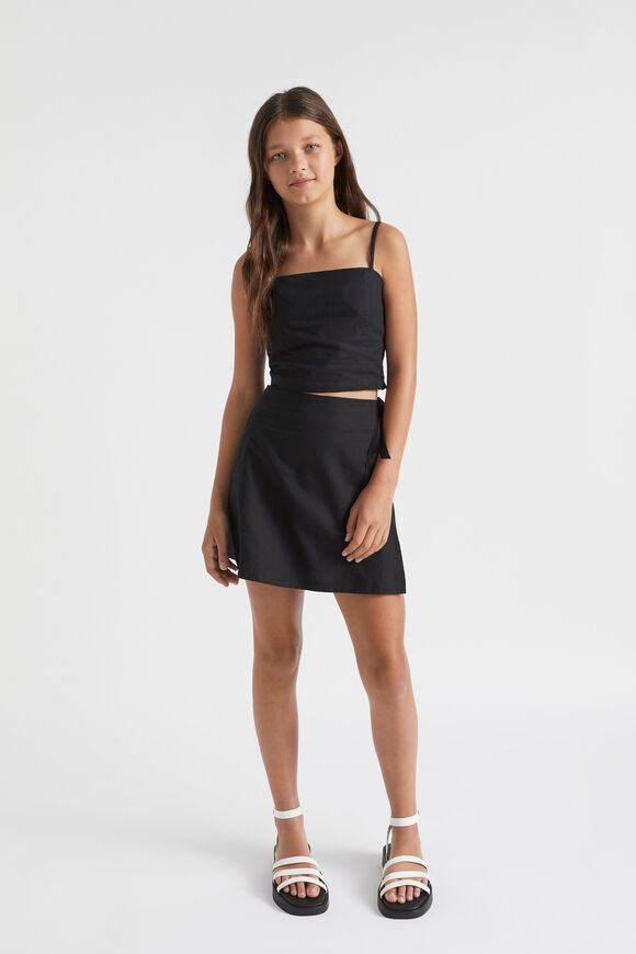 Linen Crop Top  Black  hi-res