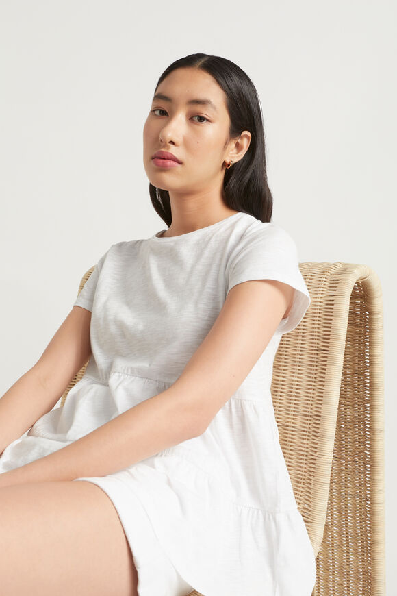 Tiered Jersey Slub Tee  Whisper White  hi-res