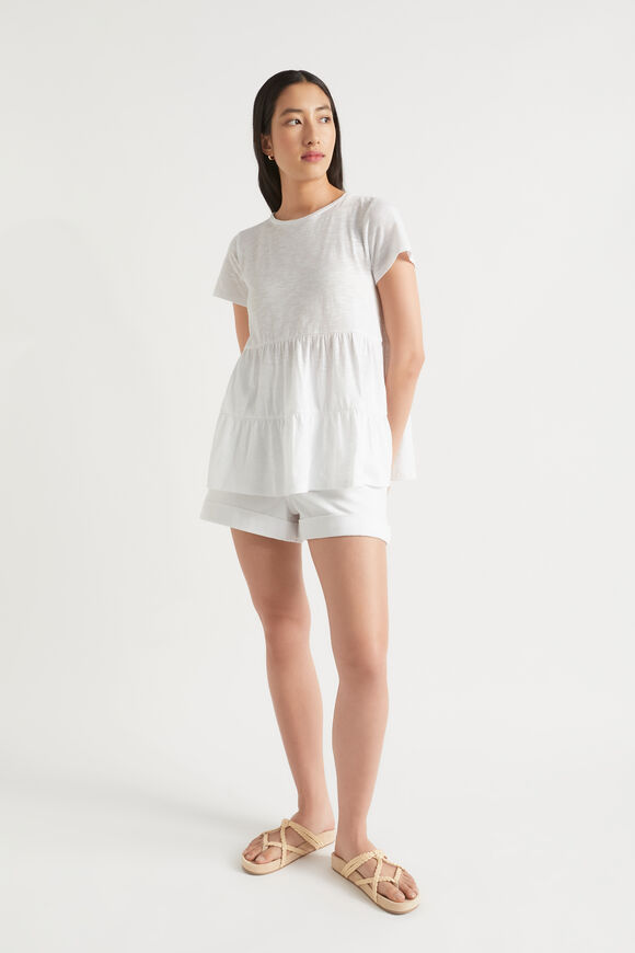 Tiered Jersey Slub Tee  Whisper White  hi-res