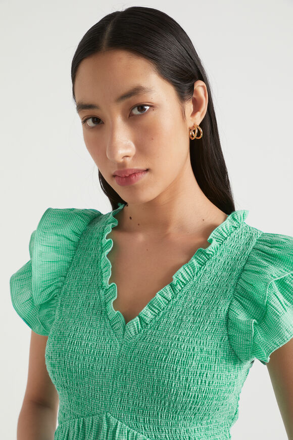 Textured Gingham Mini Dress  Jade Green Gingham  hi-res