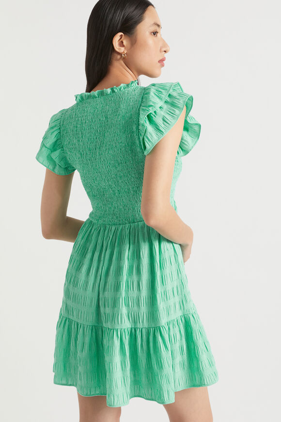 Textured Gingham Mini Dress  Jade Green Gingham  hi-res