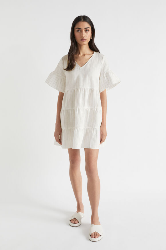 Linen Stripe Mini Dress  Auburn Pinstripe  hi-res