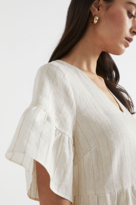 Linen Stripe Mini Dress  Auburn Pinstripe  hi-res