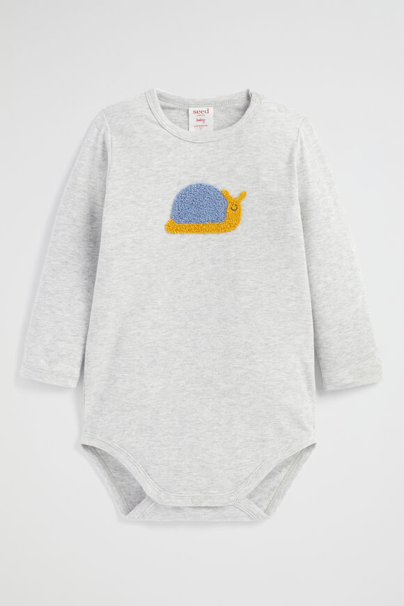 Snail Bodysuit  Pale Grey Marle  hi-res