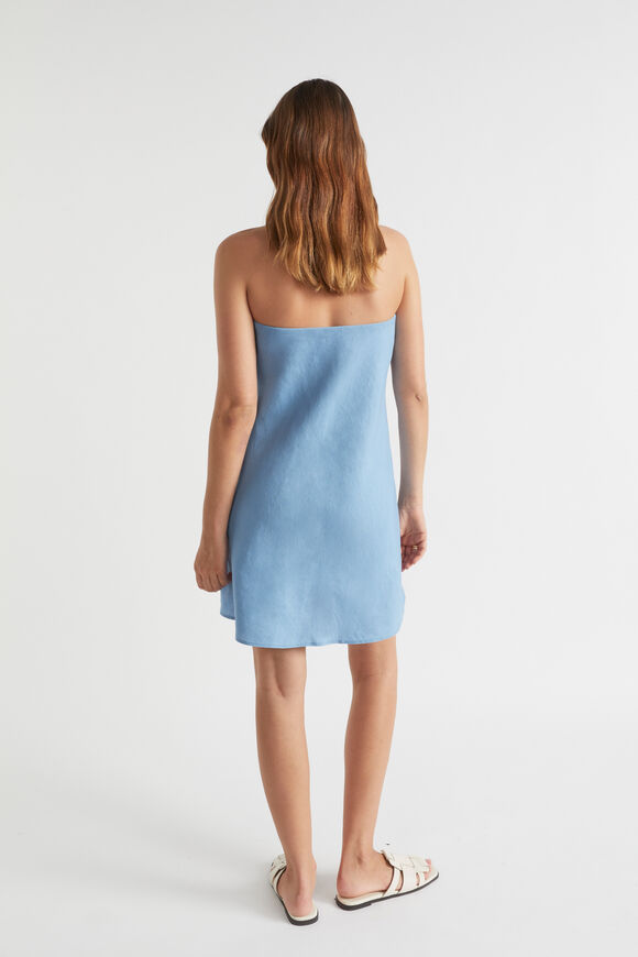 Linen Strapless Mini Dress  Soft Cobalt  hi-res