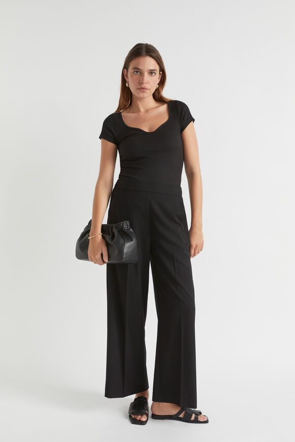 Wide Leg Elasticated Pant  Black  hi-res