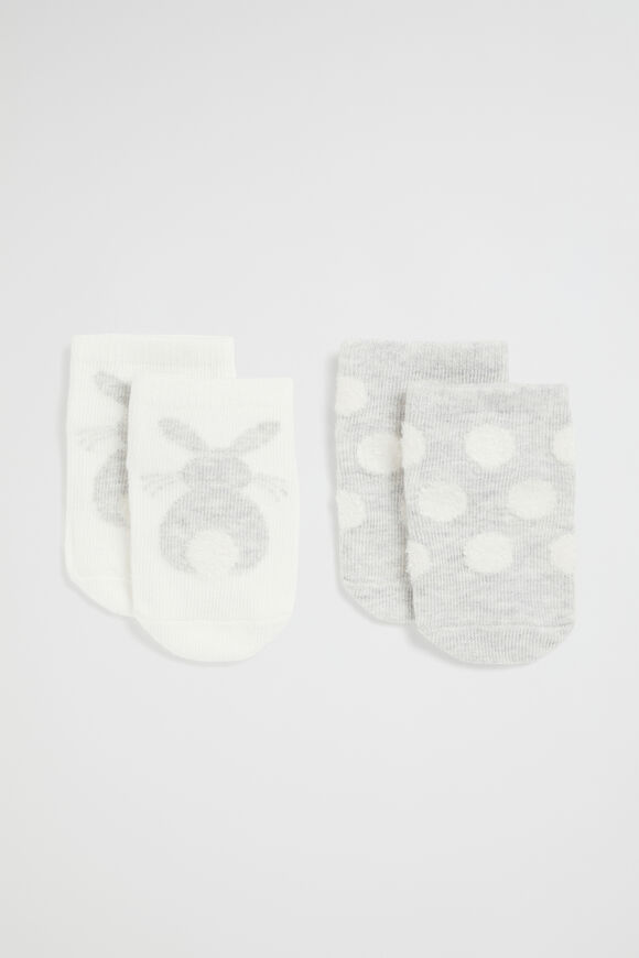 Bunny Sock 2 Pk  Grey Marle  hi-res