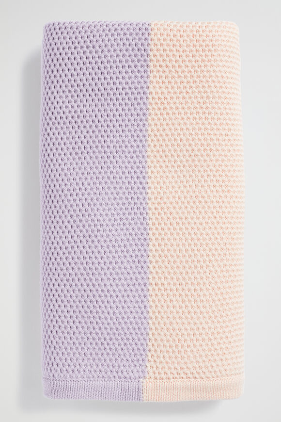Colourblock Knit Blanket  Pale Orchid  hi-res