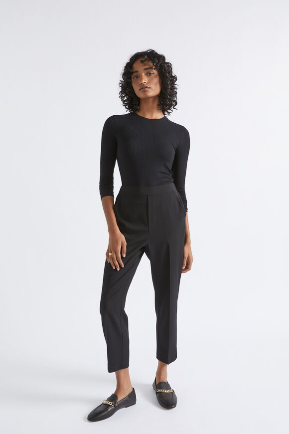 Core Rib Crew Neck Top  Black  hi-res