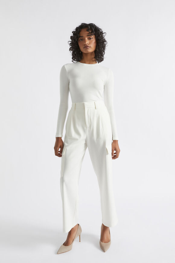 Core Rib Crew Neck Top  Cloud Cream  hi-res