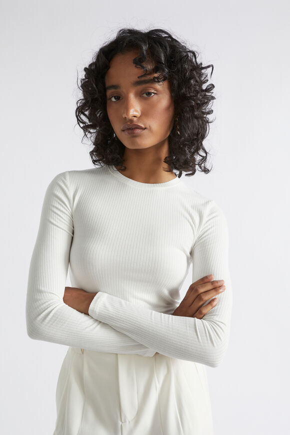 Core Rib Crew Neck Top  Cloud Cream  hi-res