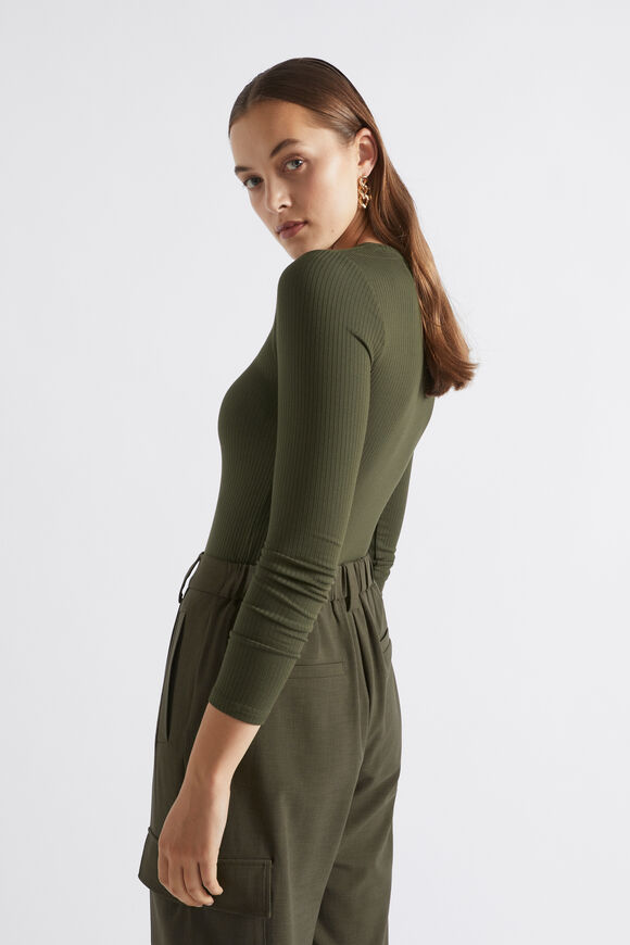 Core Rib Crew Neck Top  Dark Fern  hi-res