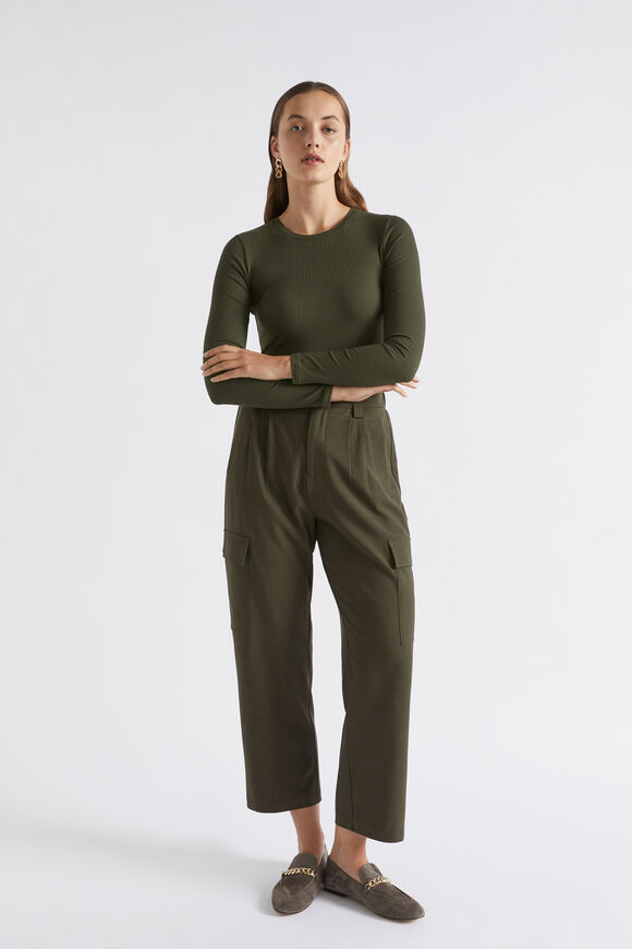 Core Rib Crew Neck Top  Dark Fern  hi-res
