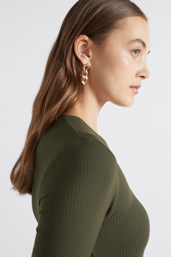 Core Rib Crew Neck Top  Dark Fern  hi-res