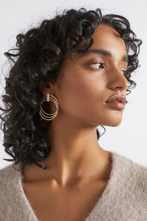Layered Circle Earring  Gold  hi-res