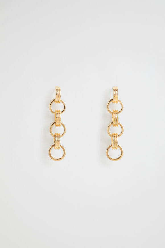 Ridged Drop Earring  Gold  hi-res